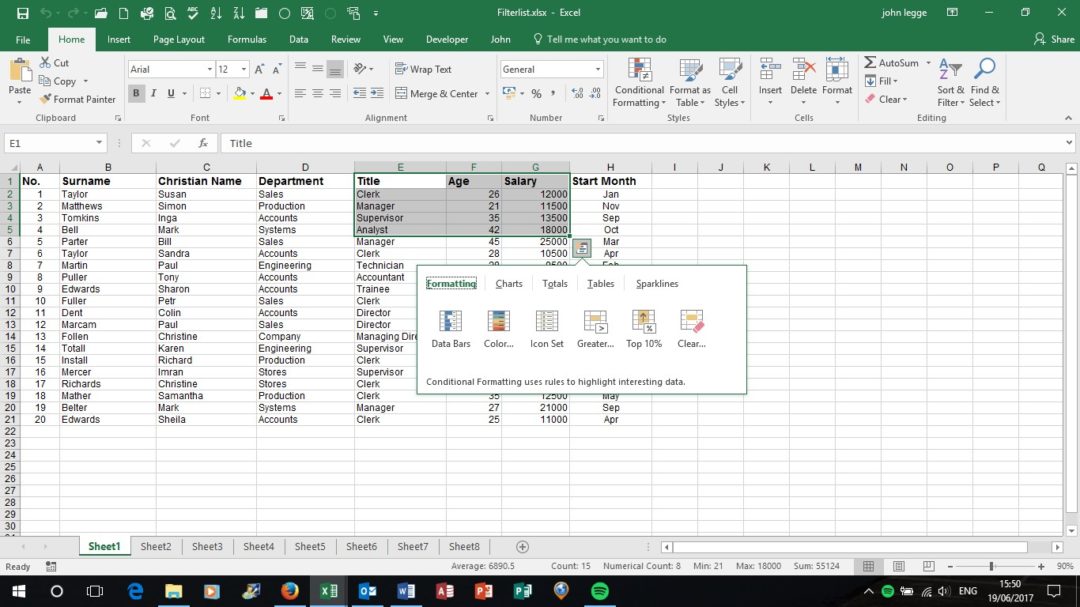 Excel – some old features, some new features but all so easy to use…