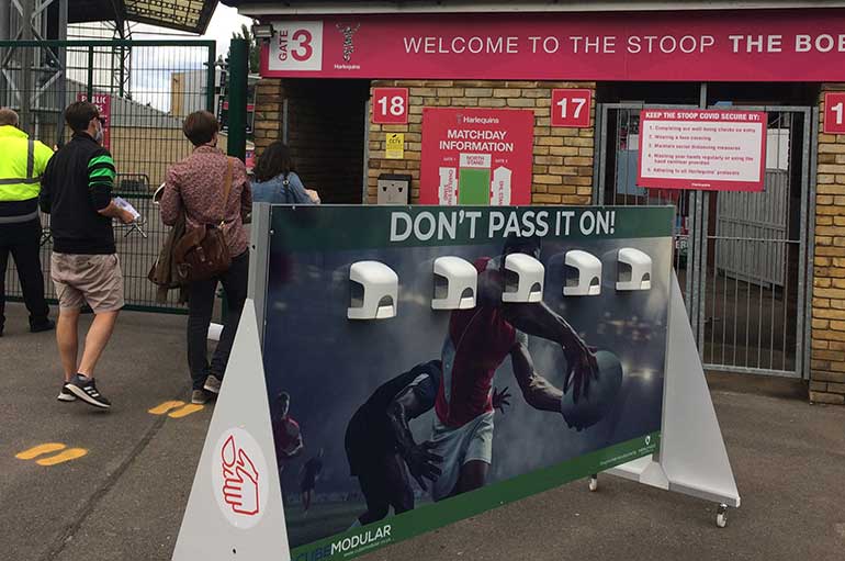 Harlequins install Cube’s Hand Sanitiser Stations at Rugby’s First Crowd